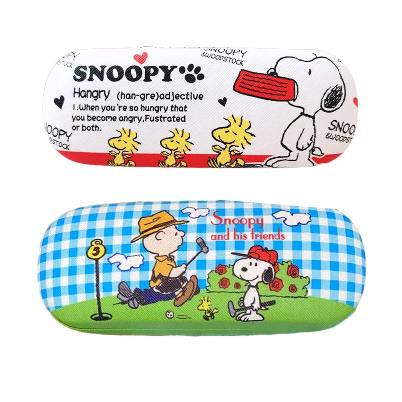 Snoopy – boîte de rangement de lunettes de lecture en cuir dur, boîte rectangulaire, support de lunettes de lecture, dessin animé, cadeau de personnalité, nouveau