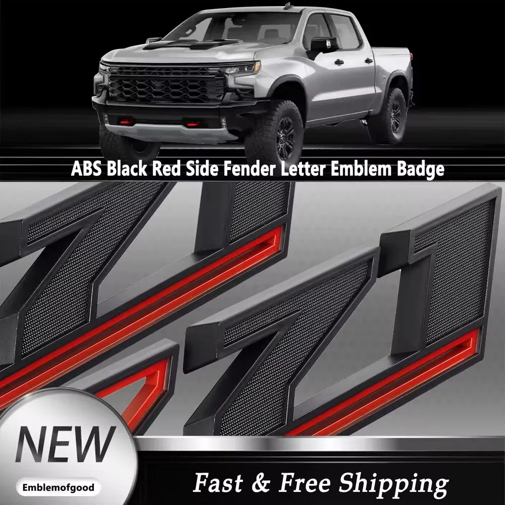 2x Z71 Emblems Side Fender Decals Badges for 2019-2021 Silverado 1500 2500 3500 Nameplate