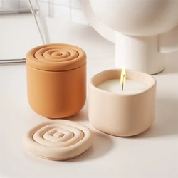 Nicole Lollipop Candle Jar With Lid Silicone Mold Concrete Casting Handmade Gypsum Candle Vessel Making Lovely Home Decor
