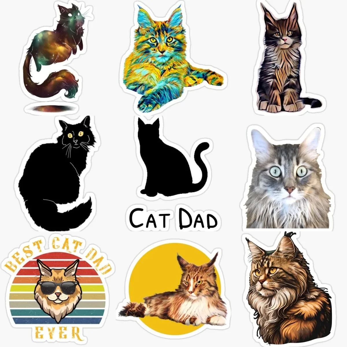 

Maine Cat Creative PVC Stickers Accessories for Decorate Car Wall Table Fridge Motorcycle Off-road Helmet Camper Bumper