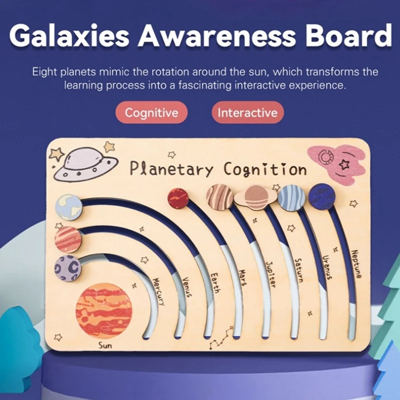 لوح لعب مداري خشبي ، ألعاب ألعاب تفاعلية ، سهلة الاستخدام ، متينة ، خشبية ، مجرة ، تعلم