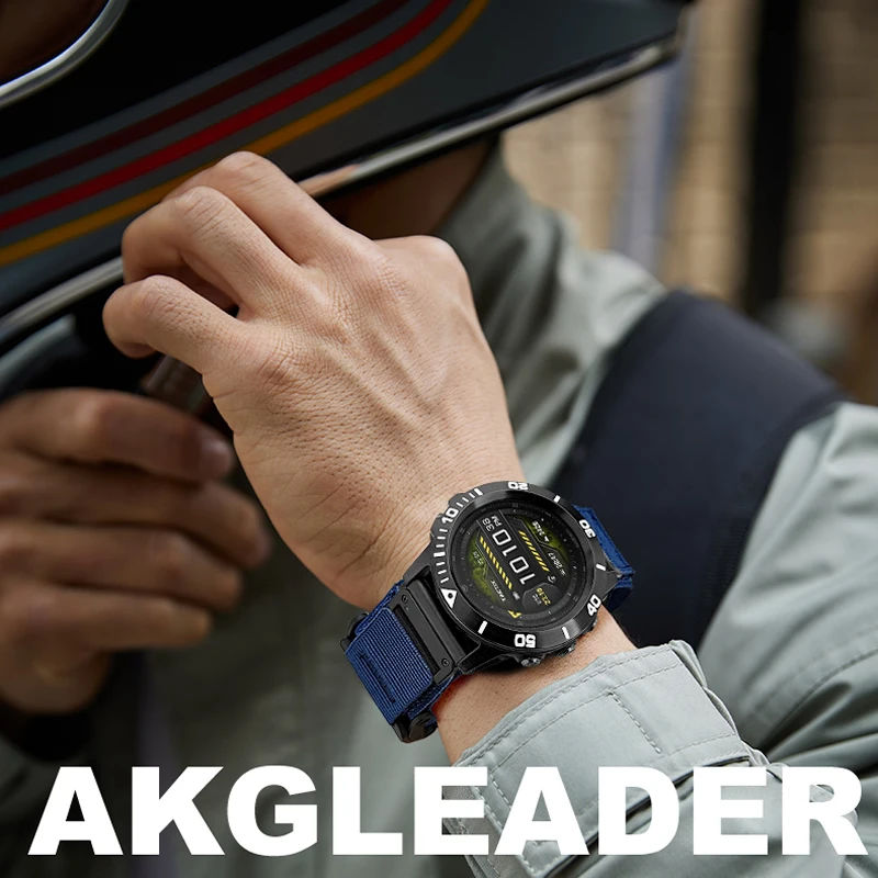 

AKGLEADER magnetic clasp Sport Nylon watch band for Garmin Fenix 8 strap for 7 6X 6Pro Bracelet nylon for Garmin 22mm 26mm bands