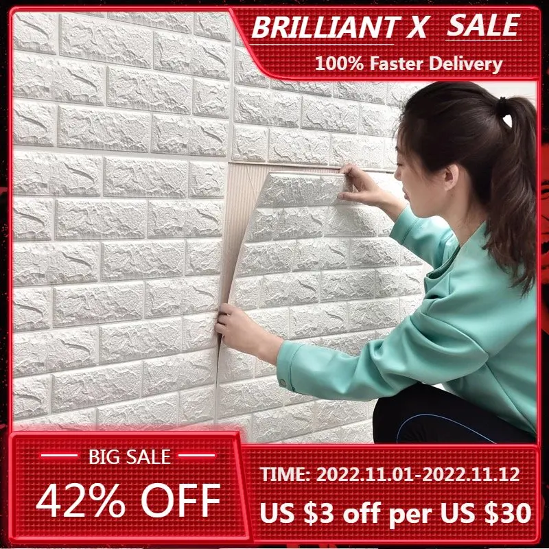 

Self adhesive Waterproof TV Background Brick Wallpapers 3D Wall Sticker Living Room Wallpaper Mural Bedroom Decorative Stickers