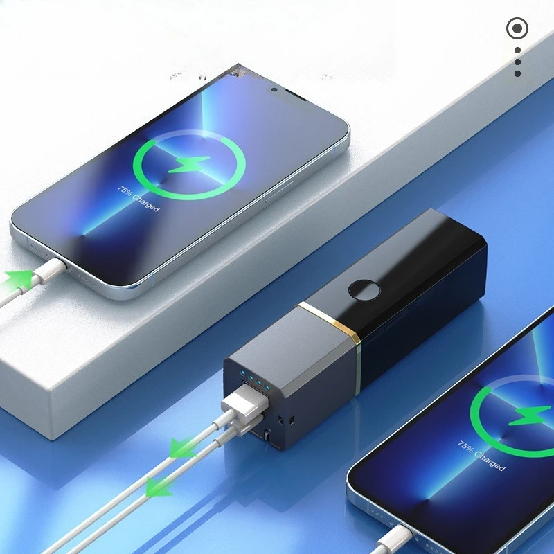 New Style Mini Capsule Power Bank with Fast Charging and Plug Rechargeable Outdoor Portable Pocket Power Bank