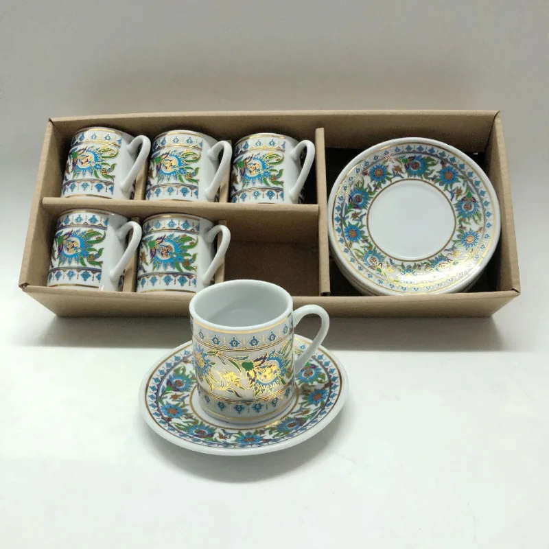 European Ceramic Coffee Cup Set Gilded Coffee Cup Plate Cross-border Middle East Saudi Arabia Wholesale Gift