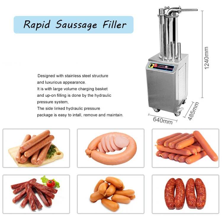 High Efficiency Sausage Filler Automatic Sausage Stuffer Hydraulic Sausage Making Machine For Sale