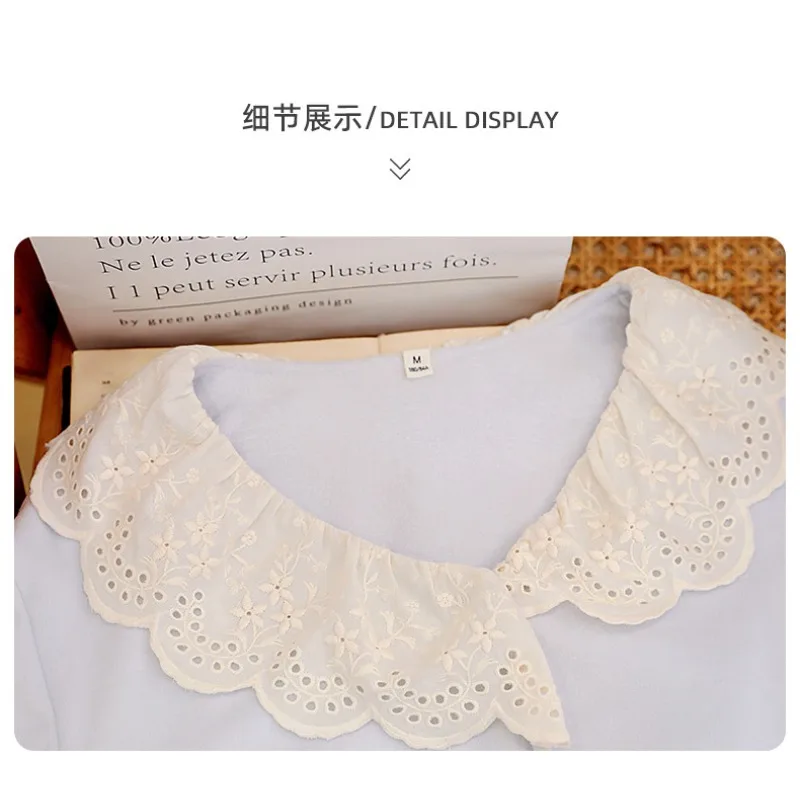 طقم بيجامة نسائي كوري للخريف بأكمام طويلة من الدانتيل الأمامي وإبزيم أنيق للاستخدام الداخلي والخارجي يسمح بمرور الهواء ومريح مقاس XL