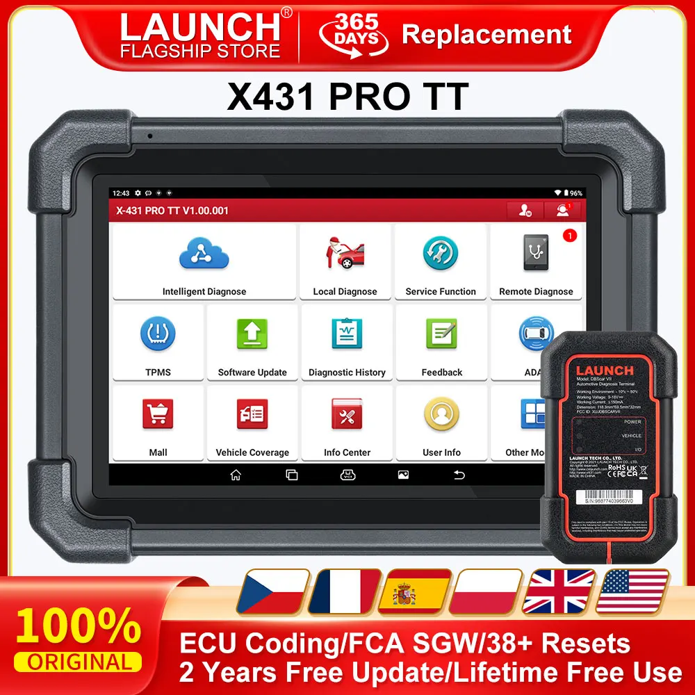 

LAUNCH X431 PRO TT Автомобильный диагностический инструмент Сканер OBD2 Полные системы Кодирование ЭБУ Активный тест VAG Келировка DBScar VII ADAS
