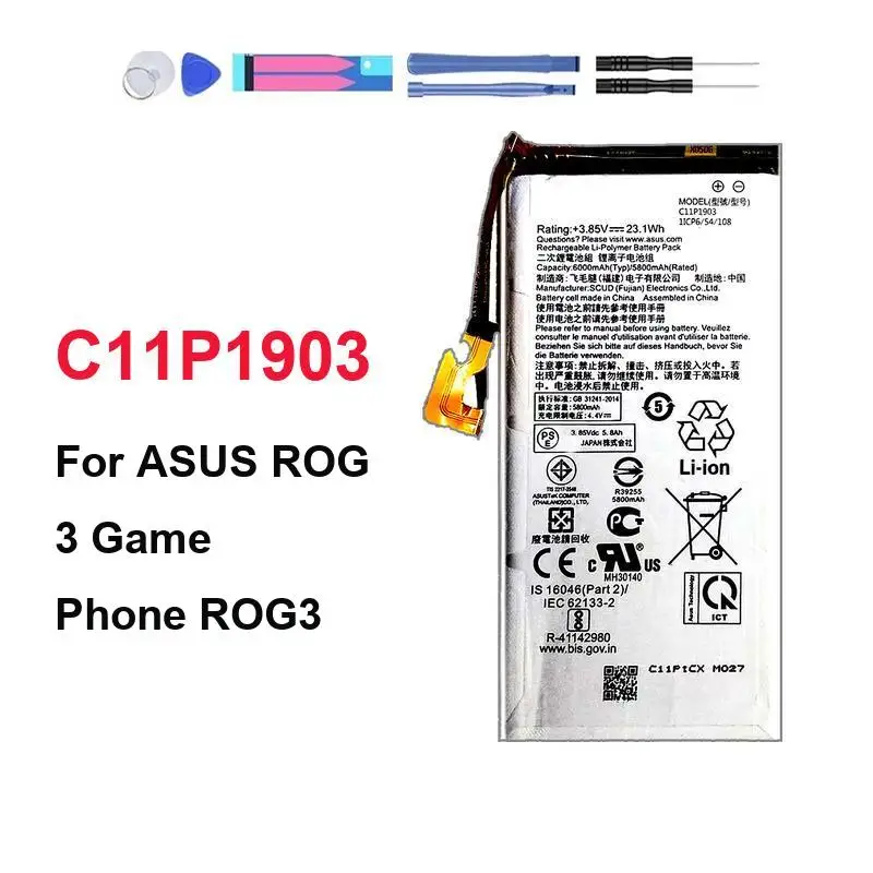 C11P1903 C11P1901 C21P2002 Mobile Phone Battery 3000-6000Mah For Asus Rog 1 2 3 5S Game ROG3 5 Pro Long Lasting