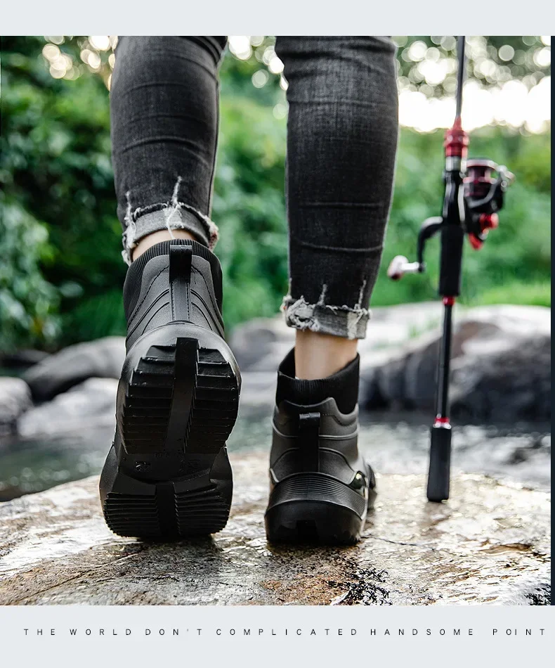 Unisex Kurze Regenstiefel Rutschfest Verstärktes PVC-Material Runde Zehenkappe Knöchelhoch Paarstiefel für Frühling und Sommer Wasserschuhe – Detail 19