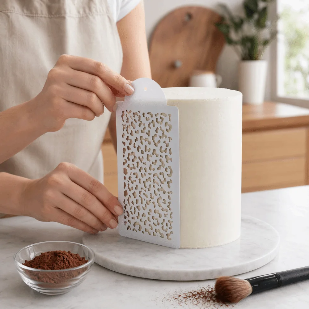 4PCS PVC Cake Stencils Zebra Leopard Pattern Openwork Cutouts Baking Cake Stencils Flat Rectangular Cookie Stencils