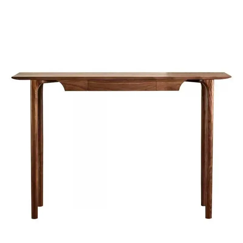 

New Chinese-style solid wood walnut entrance table Zen Nordic entrance door, living room against the wall, narrow strip case