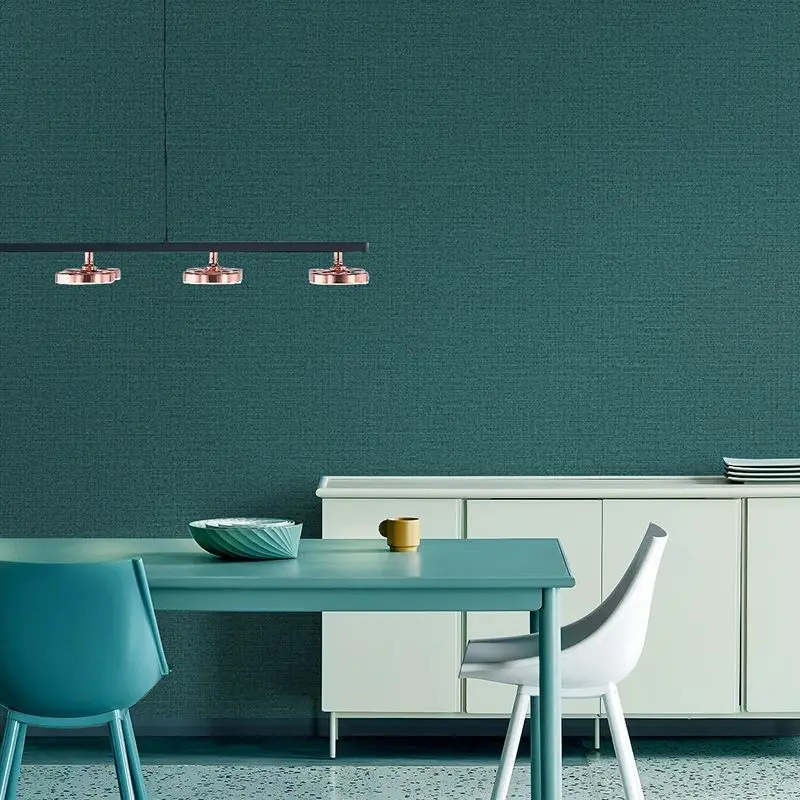 

Non Woven Solid Color Wallpaper Bedroom Living Room Flax Linen Texture Wallpaper Plain Green