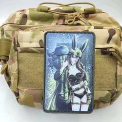 Parche táctico militar PVC con estampado mujer y velcro
