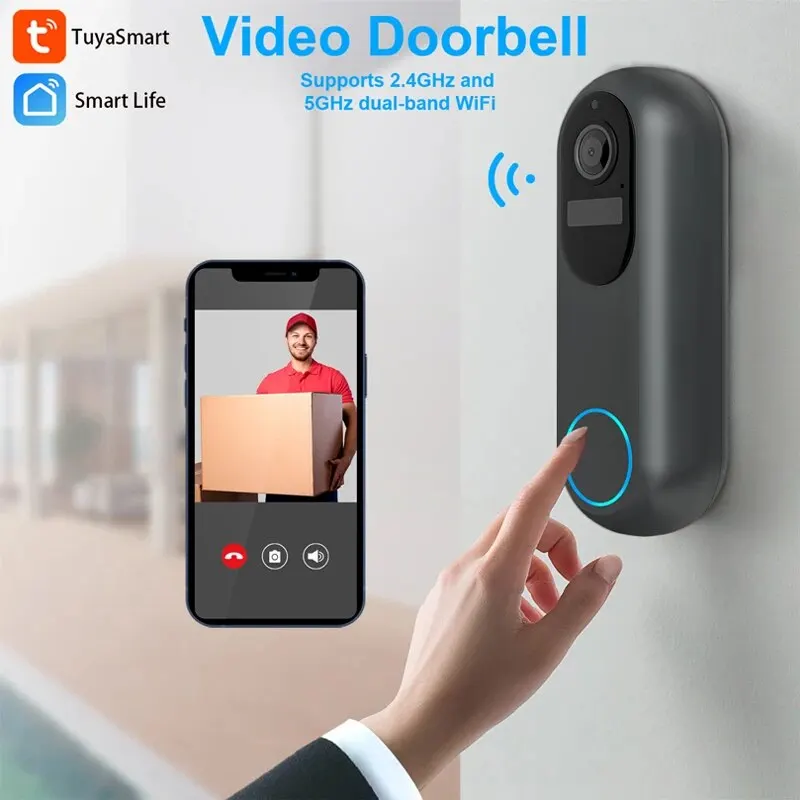 1080p Tuya Smart Video Türklingel WiFi drahtlose Türklingel wasserdichte Nachtsicht Smart Home Video Intercom Kamera 2,4 GHz 5GHz