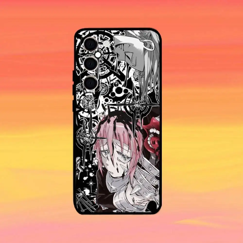 Etui na telefon z motywem anime S-Soul E-Eater dla Samsung Galaxy A73, A72, A71, A70, A53, A52, A51 i innych, miękkie, czarne.