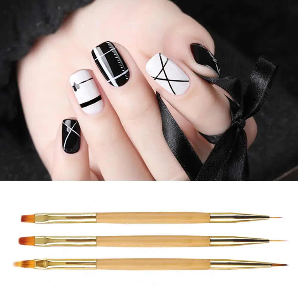 Nail Pens 3Pcs Useful Soft Elastic Bristles Reusable  Nail Art Constructor Pens for Women