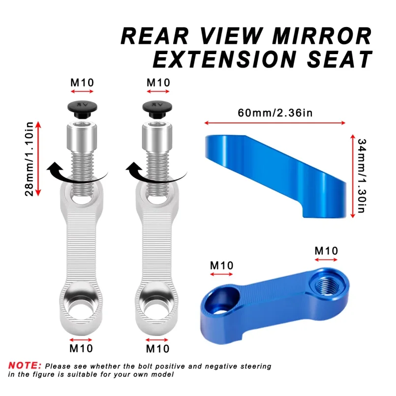 Motorcycle Rearview Mirrors Extension Riser Extend Adapter Mirror Extender Adapters Riser Supplies Rear View Mirrors Extend Base