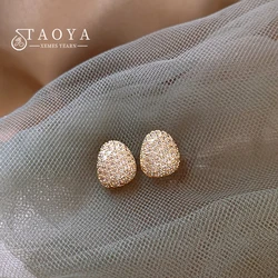 Luxurious and Shiny Micro Inlaid Zircon Water Droplet shaped Metal Earrings Exquisite Accessories For Women 2024 Fashion Jewelry