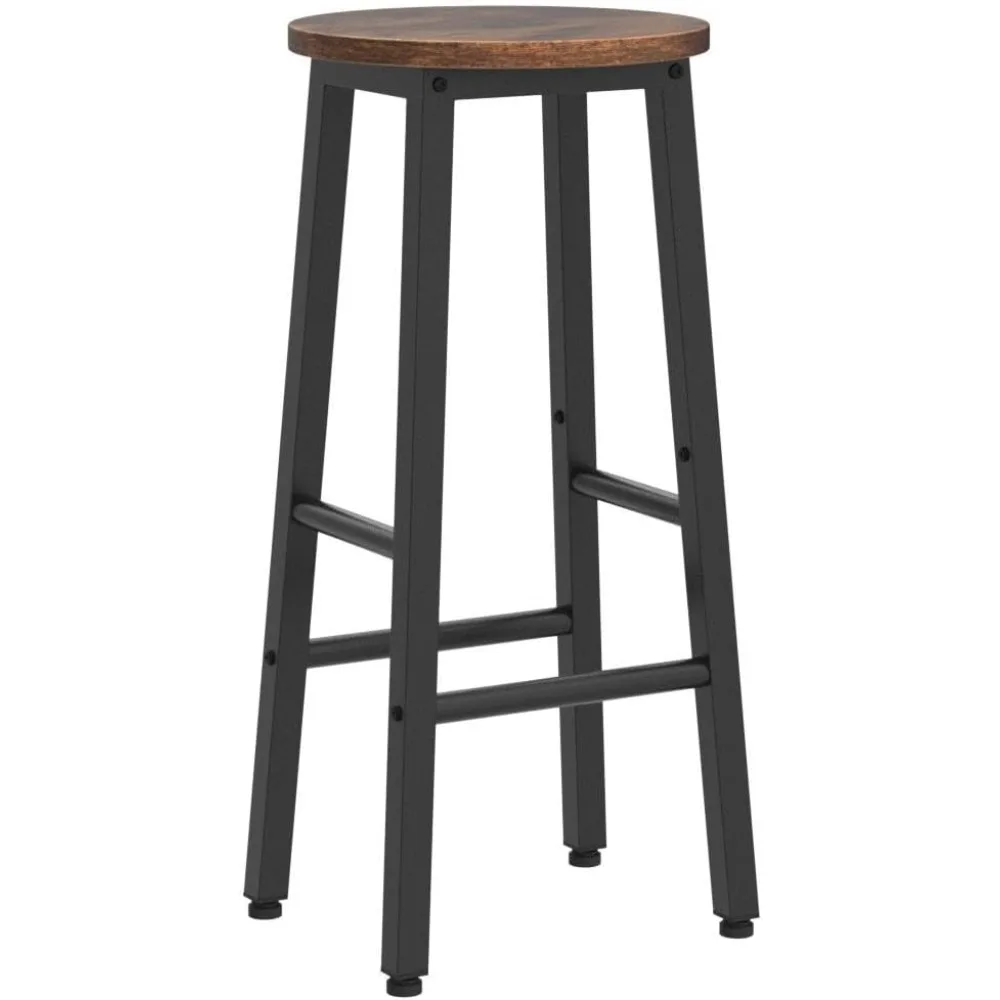 Juego de 2 taburetes de bar industriales, altura de mostrador con reposapiés, marrón rústico y negro para comedor con isla de cocina