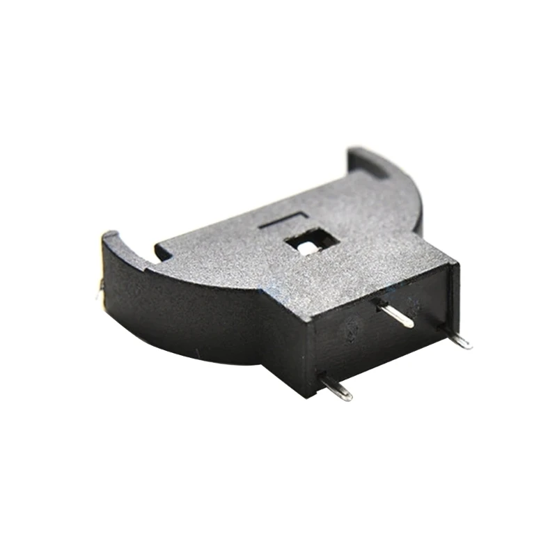 10 Uds. plástico negro CR2032 2032 3V, soporte enchufe batería moneda celda semicircular para cajas batería, 3