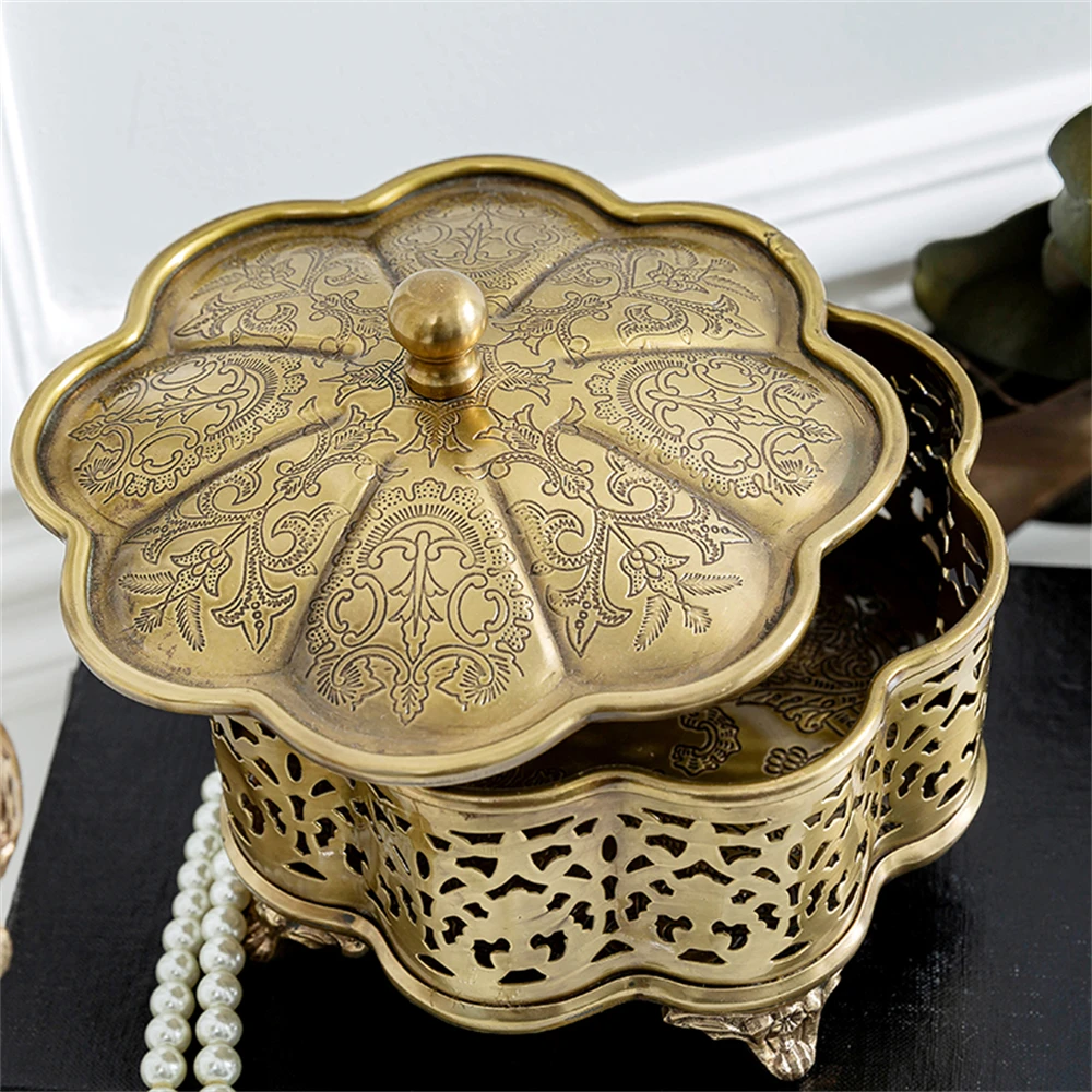 

Jewelry Organizer Travel Vintage Brass Openwork Organizer Box Women Jewelry Souvenir Decorative Boxes Gifts for Ladies And Girls