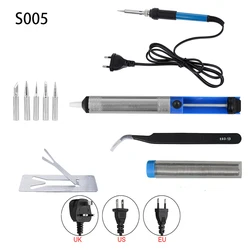 Soldering Iron Adjustable Temperature Electric 220V 110V 60W Welding Solder Rework Station Heat Cautin Pencil Tips Repair Tool