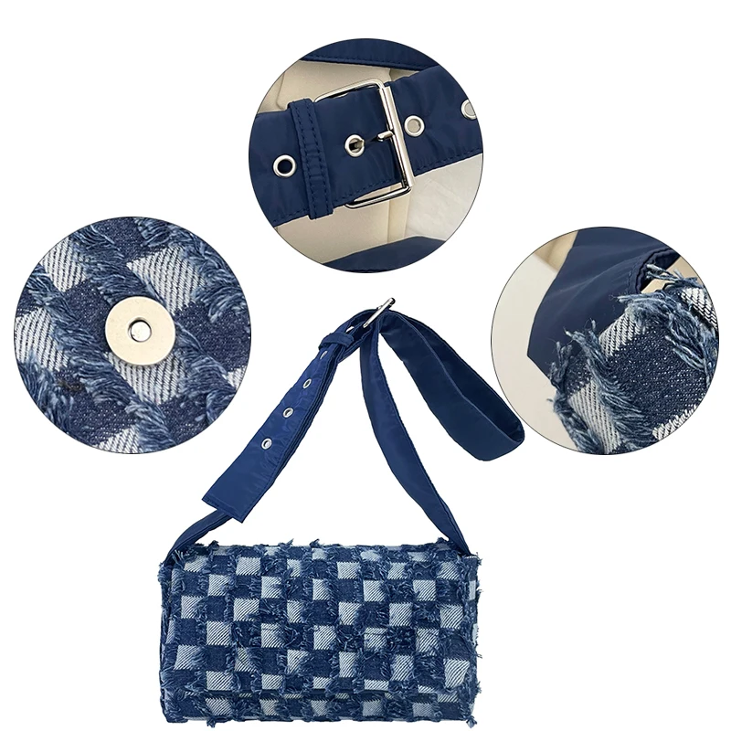 Women Bag Bag Denim Plaid Pattern Shoulder Bag Daily Commute Crossbody Bag Pillowcase Shopping