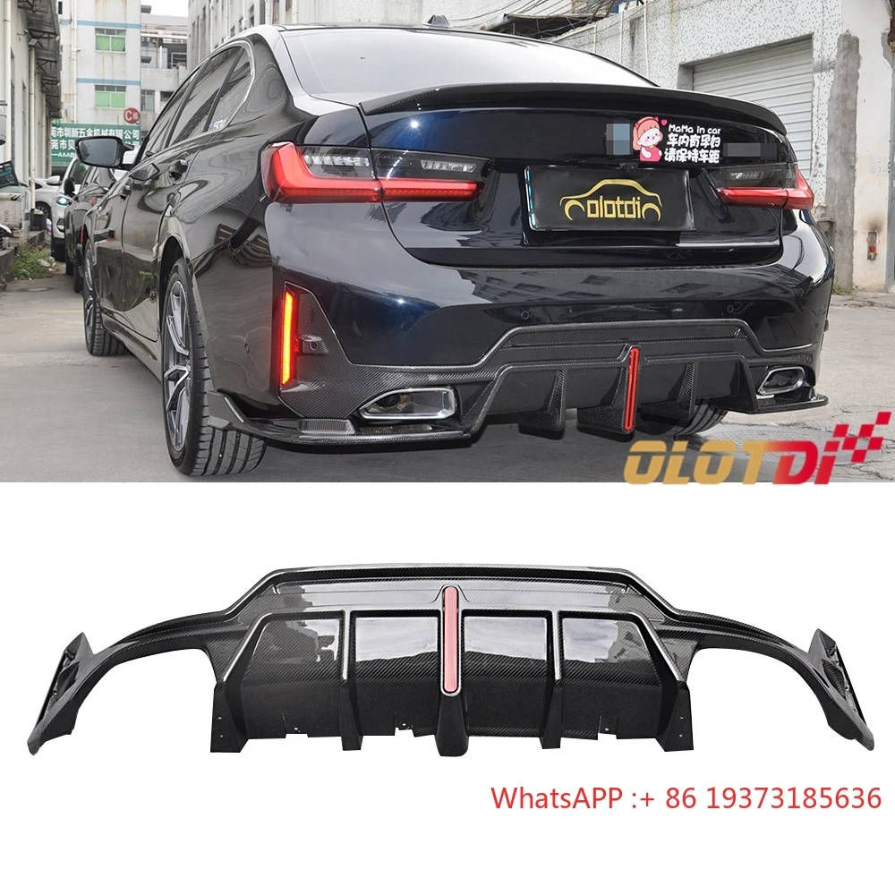 Carbon Fiber Rear Bumper Lip Diffuser for BMW 3 Series G20 G21 LCI M Tech FIns Spoiler Winglet Splitters 2020+ Auto Tuning