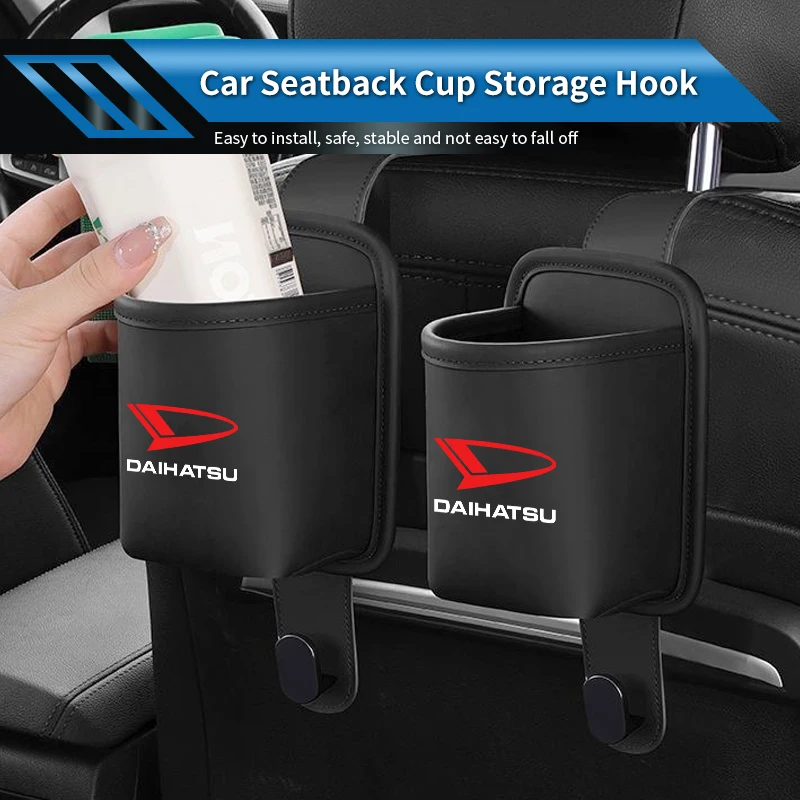 Almacenamiento en el Respaldo del Asiento, Organizador de Cuero para el Respaldo del Asiento del Coche con Portavasos y Gancho para DAIHATSU Sirion, Feroza, Trevis, Harga, Ayla