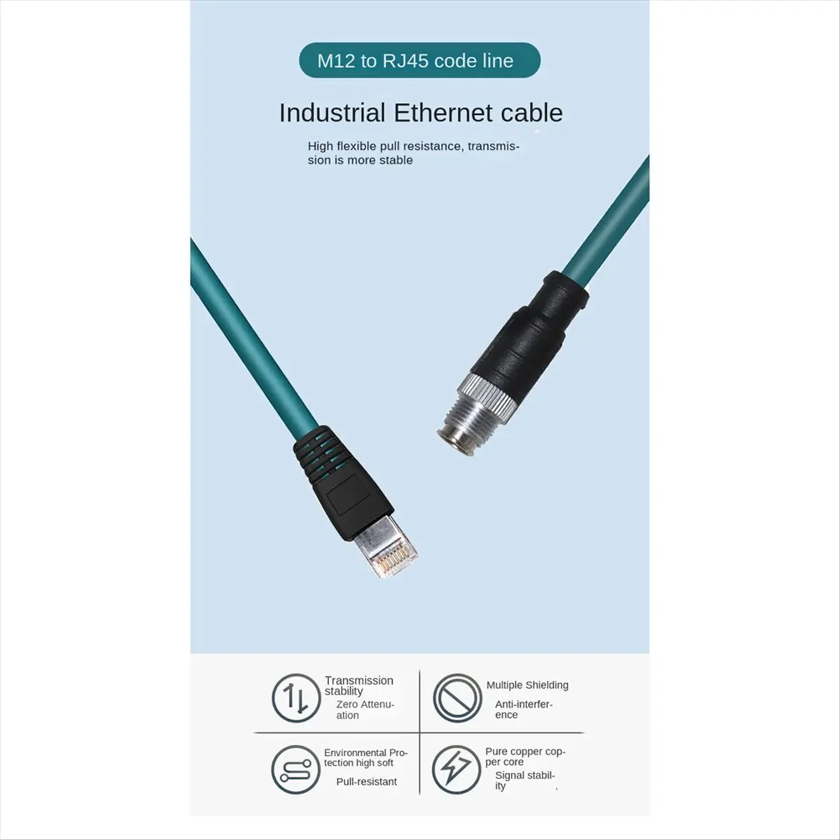 A64K M12 X-Type Network Cable Connector 1 Meter 8Pin to RJ45 Male X Aviation Plug Industrial Camera Sensor Drag Chain Line
