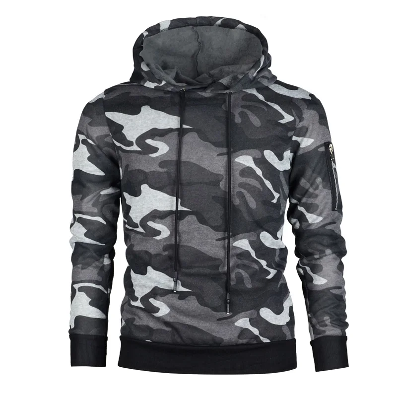 Jaqueta camuflada masculina correndo com capuz drewstring pulôver casacos esportivos moletom hip hop ao ar livre streetwear 3xl