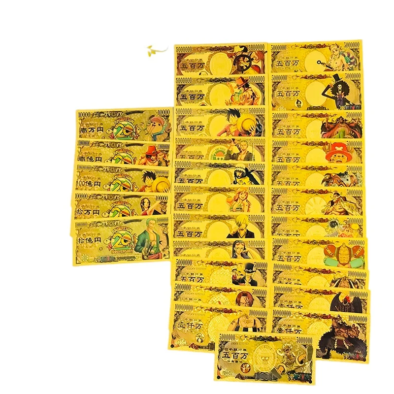 Miniso 42 أنواع حار بيع جديد قطعة واحدة الأوراق النقدية أنيمي الذهب الأوراق النقدية في 24 كيلو مطلية بالذهب للتجميع