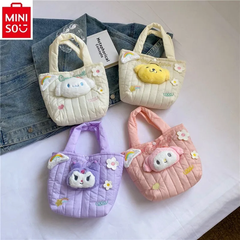 حقيبة يد كرتونية Miniso-Sanrio للطلاب ، مرحبا كيتي ، كورومي ، تخزين سعة كبيرة ، حقيبة كتف أنيقة متنوعة