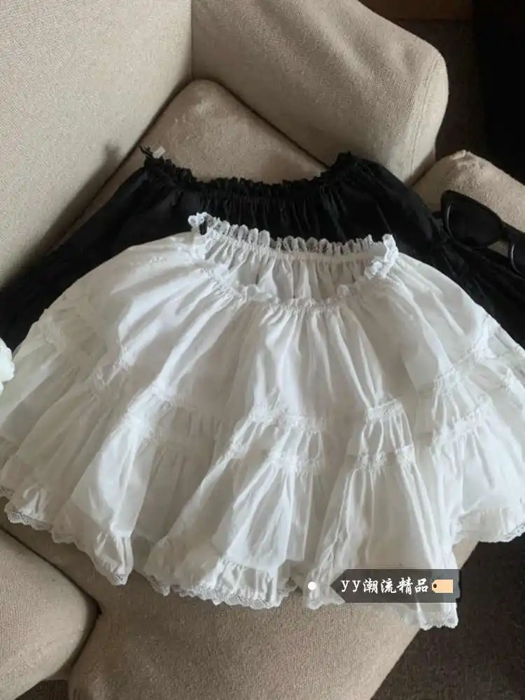 

Женская белая кружевная лоскутная мини-юбка трапециевидной формы Y2k в стиле Харадзюку, пышбольные юбки в балетном стиле, винтажная летняя юбка, одежда 2000-х годов 2025