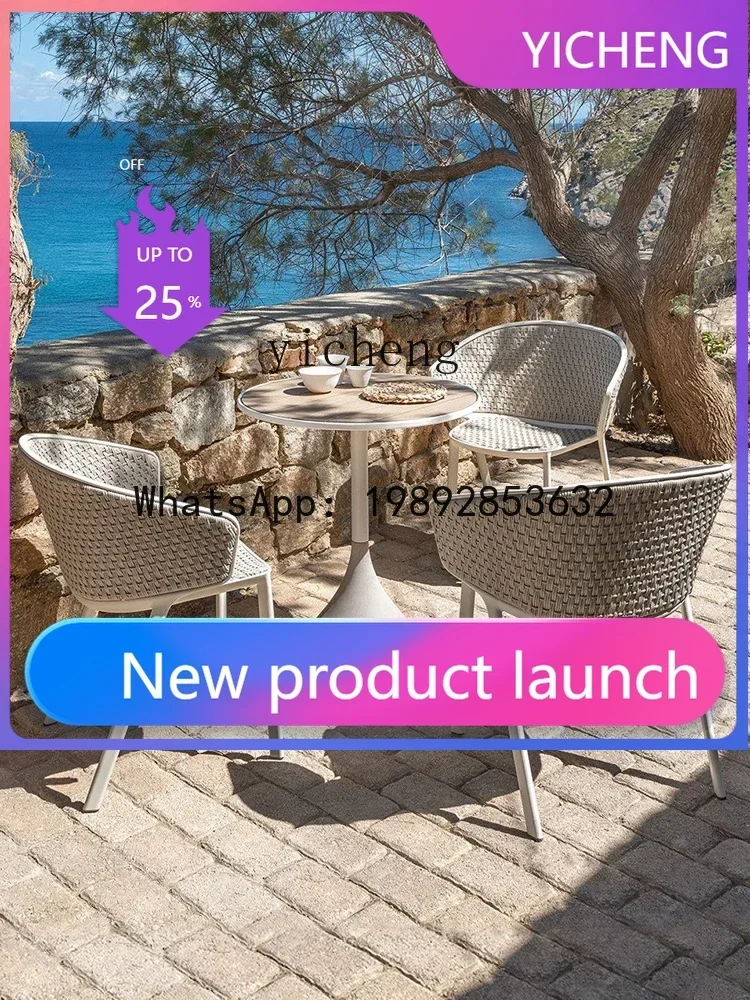 

6 Outdoor Desk-Chair Courtyard Balcony Outdoor Leisure Garden Sunshine Room Aluminum Alloy Terrace Rope Chair