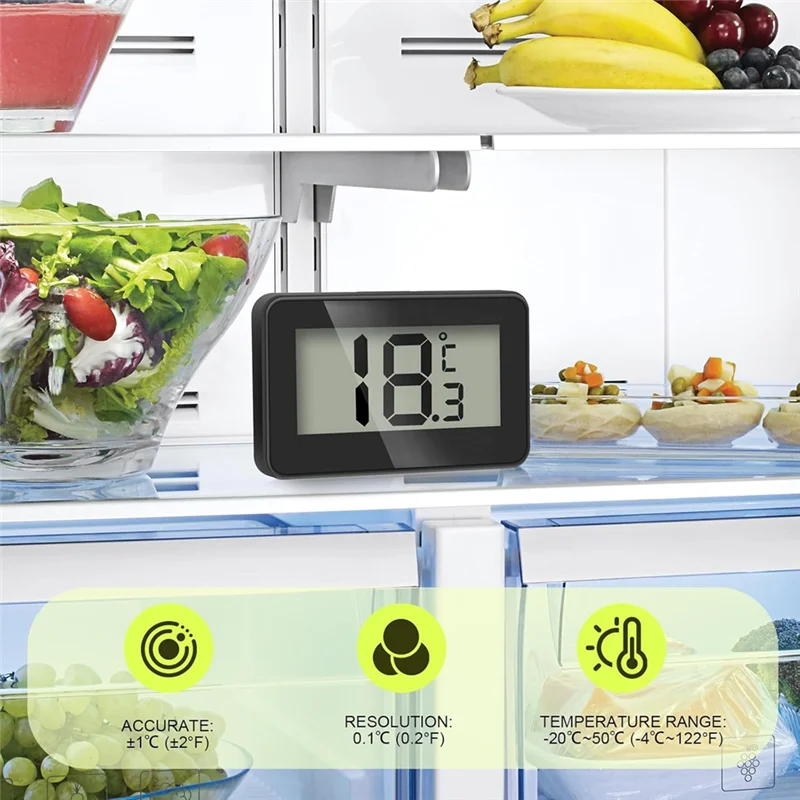 

【Recommend】Fridge Thermometer,Pack Of 2, Digital Fridge Freezer, Kitchen Thermometer Indoor, Waterproof, Large LCD Display