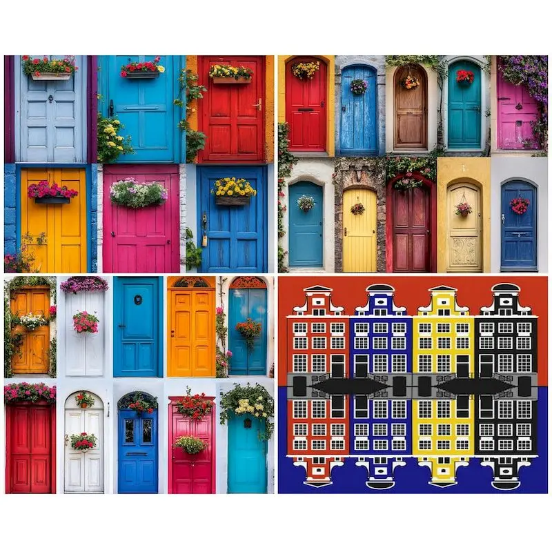 

GATYZTORY Frame Colorful House Paint By Numbers For Adults Kids Handpainted Landscape DIY Oil Painting Canvas Drawing Gift Home