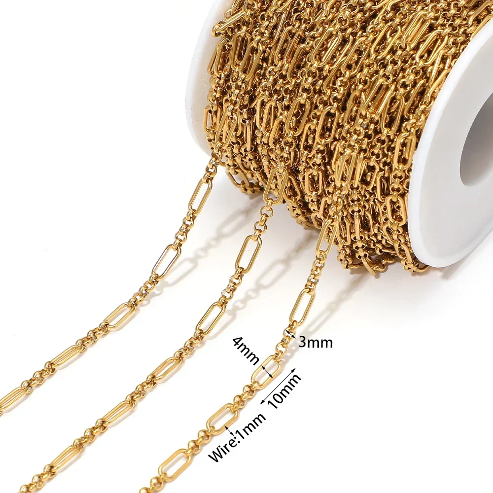 1 Meter Edelstahl-Papierklemmen-Ketten, ovale Kabelketten für handgefertigte Halsketten, DIY-Schmuckherstellung, Armbänder, Fußkettchen, Zubehör – Detail 1