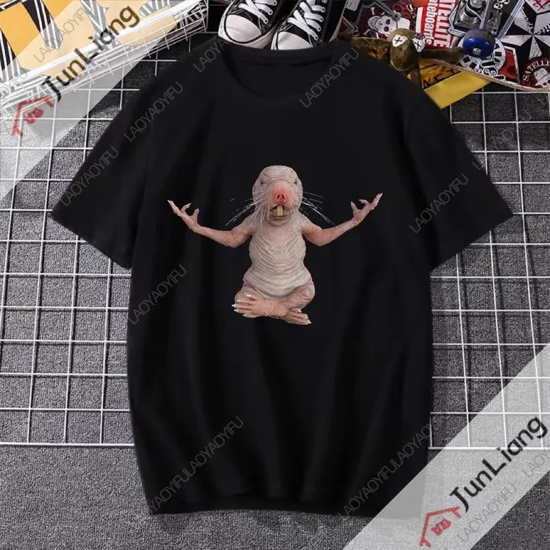 Funny Naked Mole Print T-shirt Oversized short sleeve shirt Harajuku Evil Clothing Y2K unisex street casual fashion top