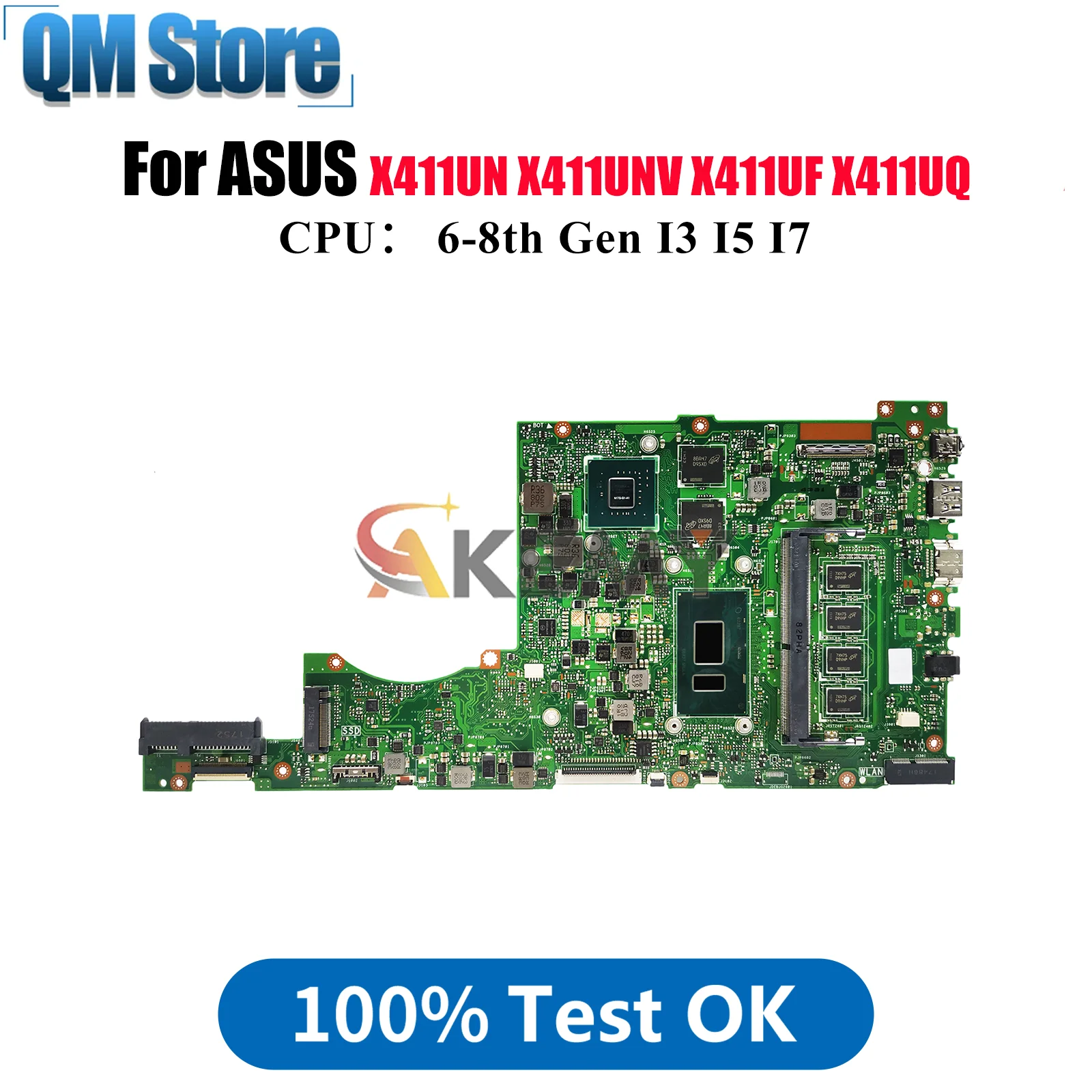 

X411UV Laptop Motherboard For ASUS VivoBook X411UN X411UQ S4000V X411UV X411UNV X411U r421u S4200U X411UF Mainboard I3 I5 I7 CPU