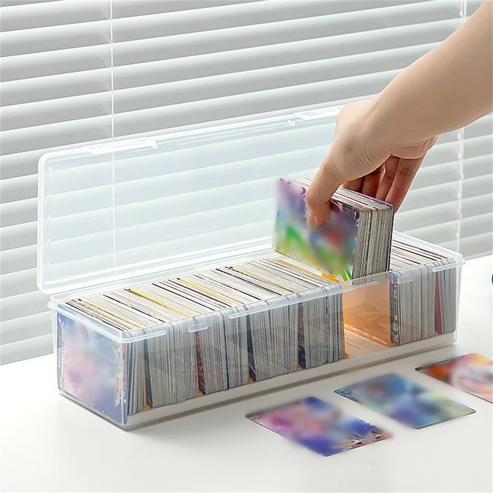 Clear Plastic Compartmentalized Organizer Box Transparent Photocard Game Card Storage Box Desktop Classification Container