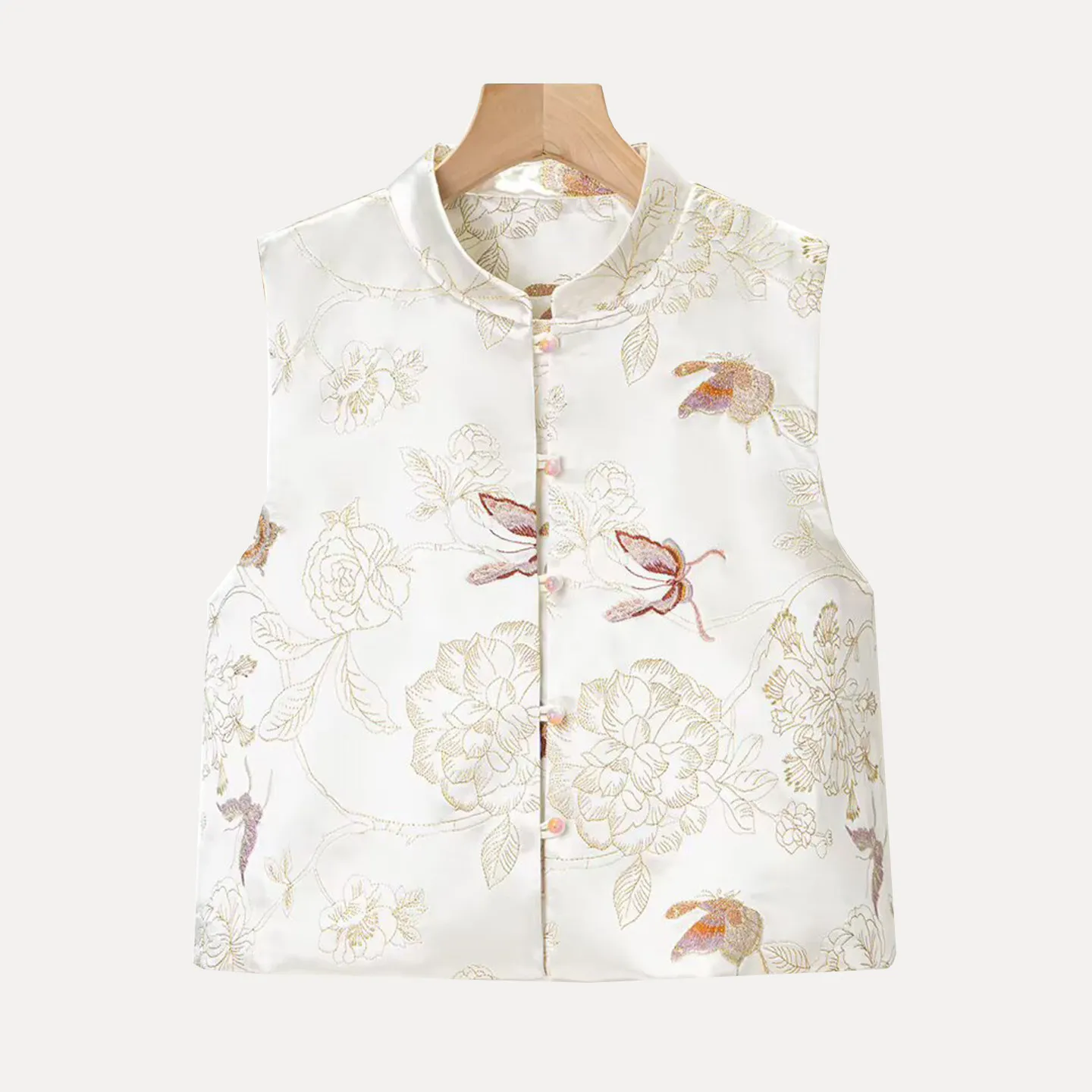 

Модный женский жилет с вышивкой в национальном стиле, весна 2026, верхняя одежда стандартной длины с цветочным узором