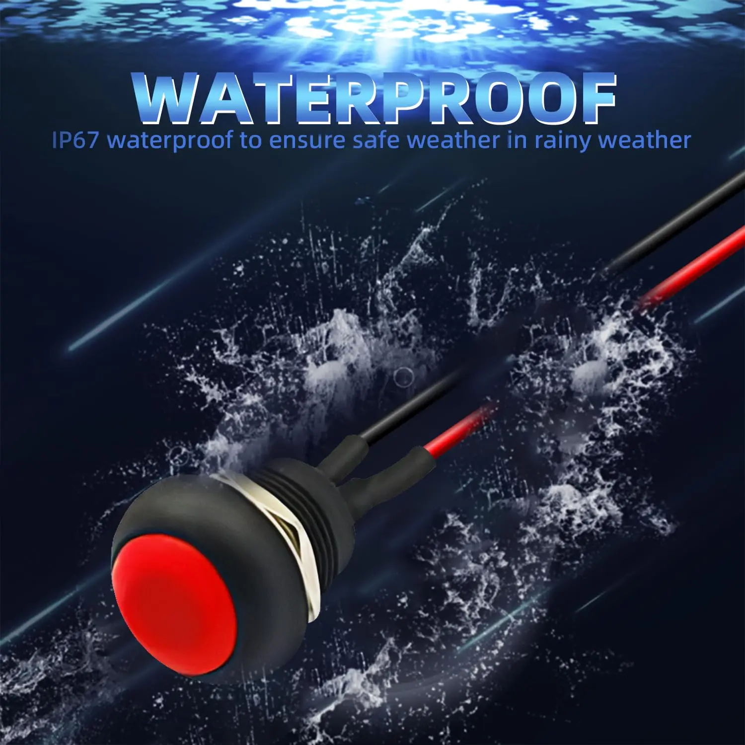 5 قطعة مفتاح بـزر دفع مؤقت 12 مللي متر مفتاح إعادة ضبط ذاتي مقاوم للماء مع أسلاك ملحومة مسبقًا PBS-33B-BK-X