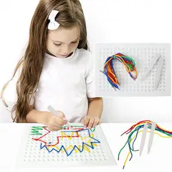 DIY String Braided Drawing Board Craft Art Threading Board with Colorful Rope Educational Weaving Drawing Set for Kids 2-8 Years