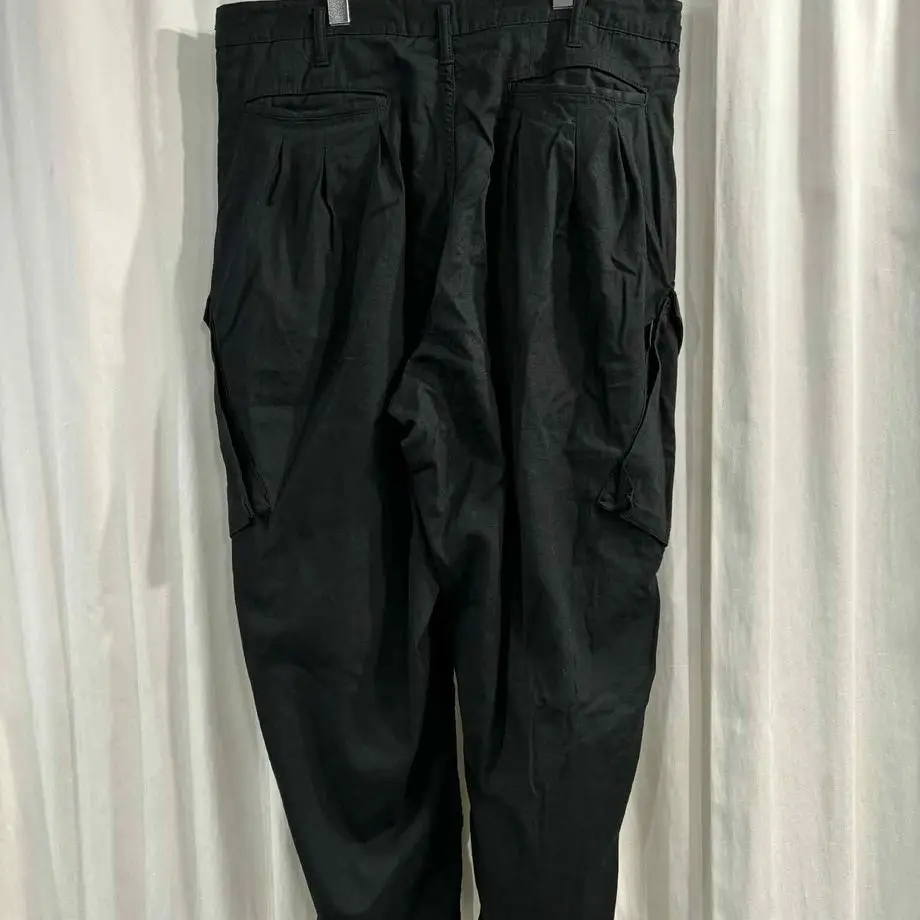 TOP-YAMAMOTO ® Workwear-style Multi-Pocket Casual Pants for Men - Black Loose-Fitting Straight Leg Pants