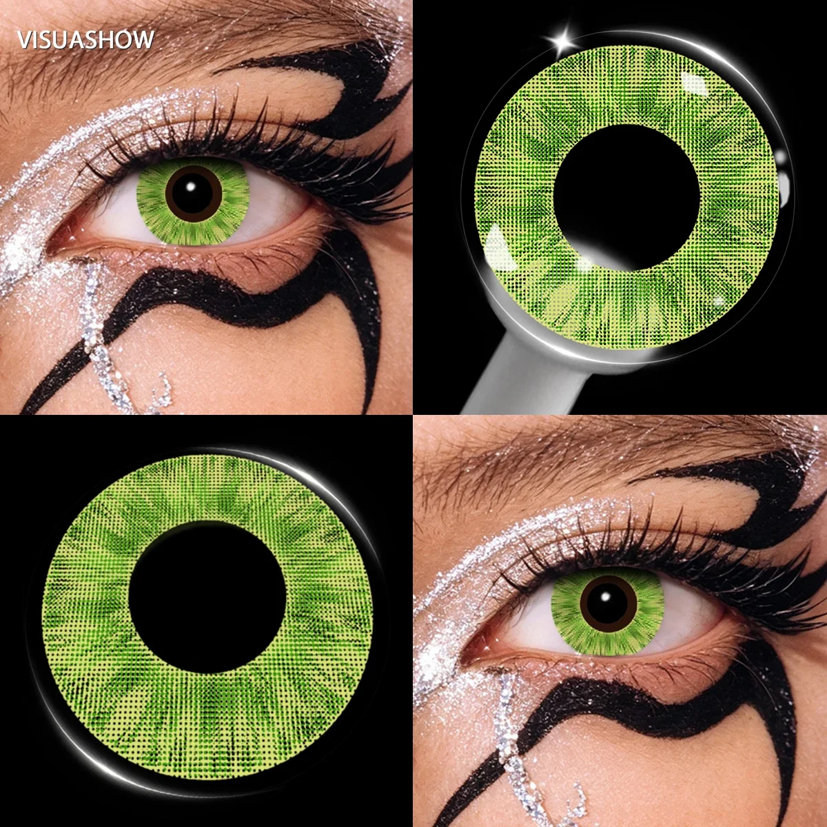 Lalens Grüne Anime-Cosplay-Farbkontaktlinsen, 1 Paar, 14,2 mm, Kosmetiklinsen für Cosplayer, Halloween, Weihnachtsfeier, Kostüm, Augen-Make-up – Detail 21