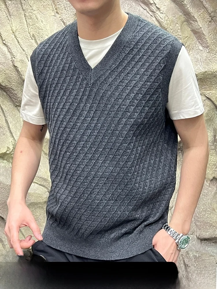 

Итальянский винтаж Сле! Линия! Вязаный жилет V-Ne с бриллиантами, осень 2022, мужской и женский повседневный многослойный жилет