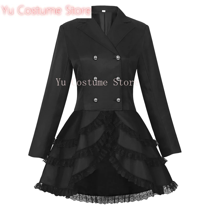 

Gothic Dress For GirlsPlus Size WomensMedieval Dress Tuxedo Ladies Lapel Irregular Hem Retro Long Top Women Yu Costume Halloween