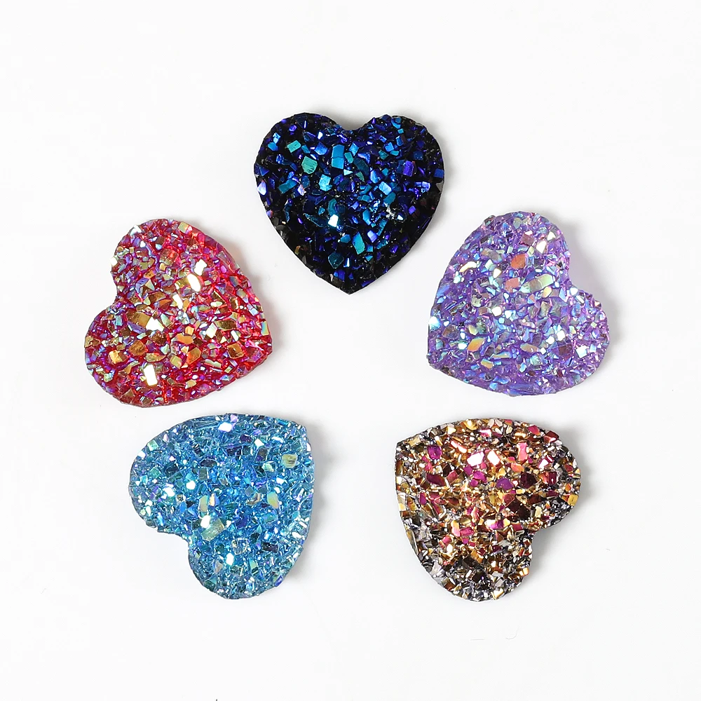 50pcs Resin 12mm Bling Sweet Heart flatback Rhinestone Cabochons Ornaments for DIY Jewelry Making Craft Decor Material Supplies